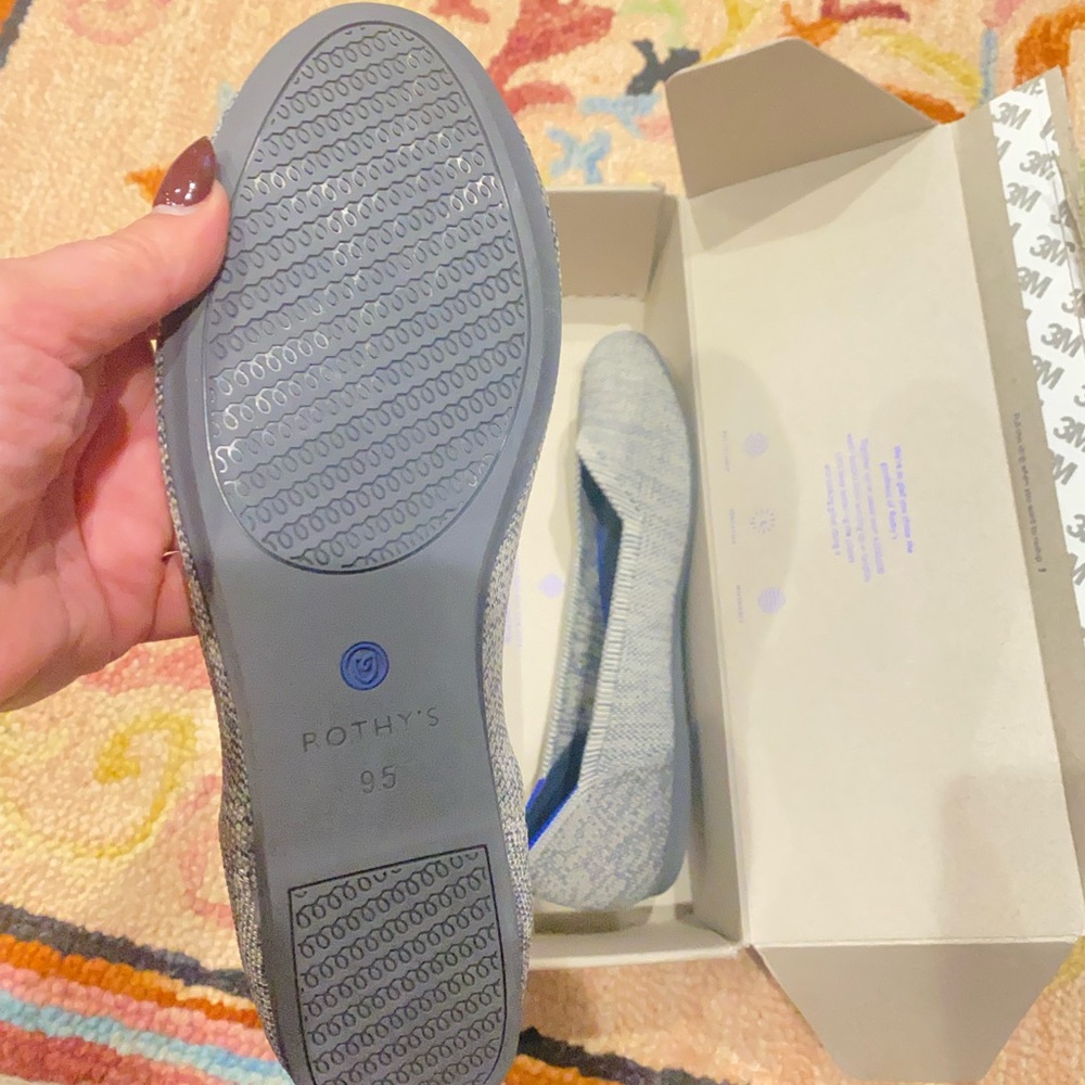 ROTHY'S 9.5 GRAY/SILVER GLITTER KNIT SHOES FLATS - Picture 4 of 5